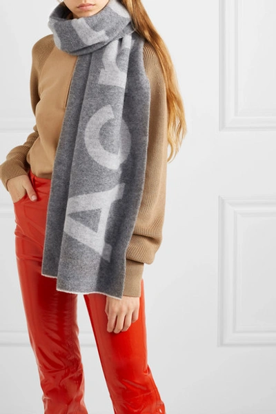 Shop Acne Studios Toronty Intarsia Wool-blend Scarf In Gray