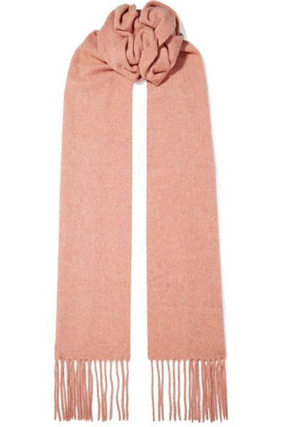 Shop Acne Studios Canada Skinny Fringed Mélange Wool Scarf In Antique Rose