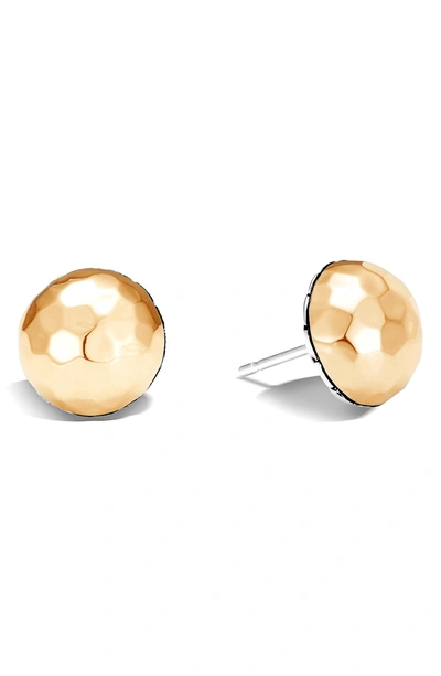 Shop John Hardy Classic Chain Hammered Stud Earrings In Gold/ Silver