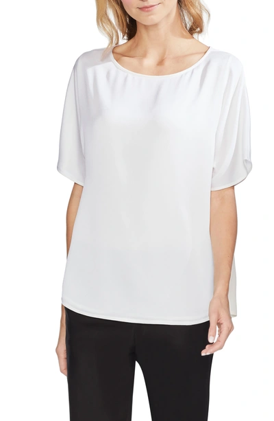 Shop Vince Camuto Pleat Back Hammer Satin Top In Pearl Ivory