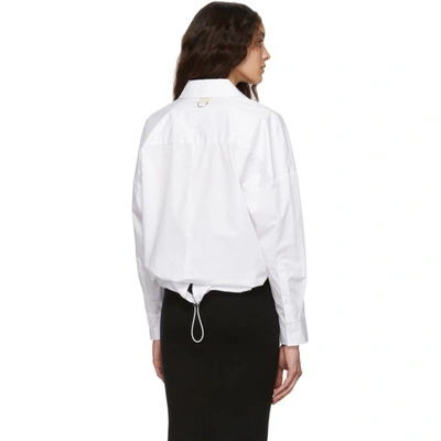 Shop Tibi White Poplin Hem Detail Oversized Shirt