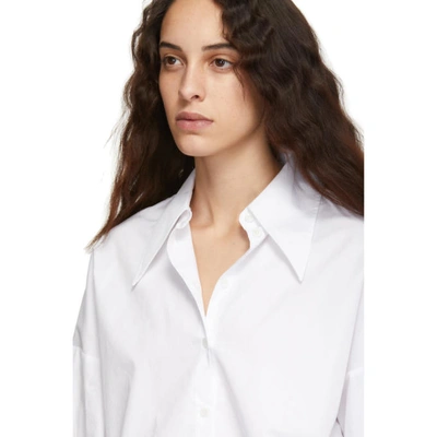 Shop Tibi White Poplin Hem Detail Oversized Shirt
