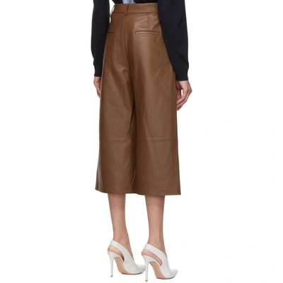 Shop Tibi Brown Leather Stella Trousers In Chocolate B