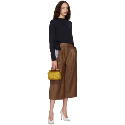 Shop Tibi Brown Leather Stella Trousers In Chocolate B