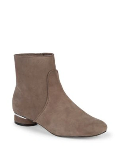 Shop Karl Lagerfeld Fifi Suede Ankle Boots In Greige