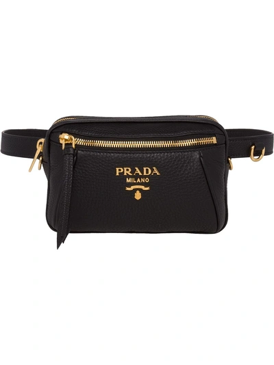Shop Prada Logo Belt Bag - Black