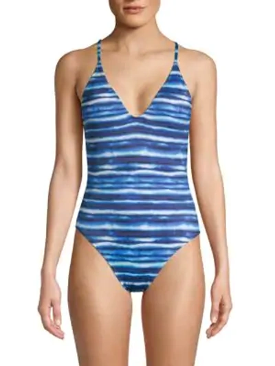 Shop La Blanca Swim Striped One-piece Swimsuit In Midnight