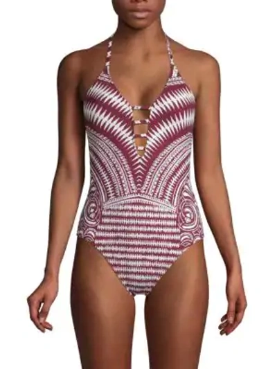 Shop La Blanca Swim Patterned One-piece Swimsuit In Mahogany Multi