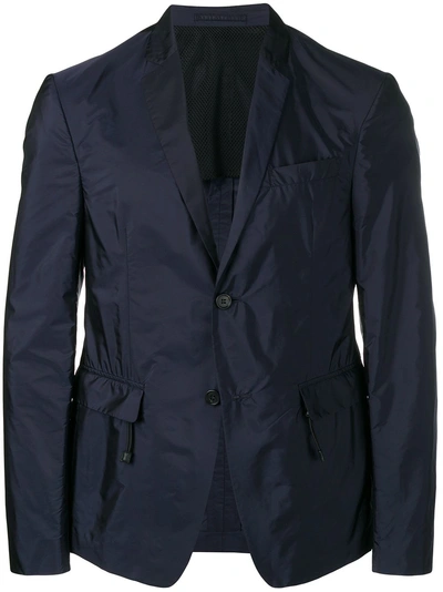 Shop Prada Fitted Suit Jacket - Blue