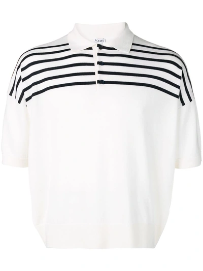 Shop Loewe Gestreiftes Poloshirt - Weiss In White