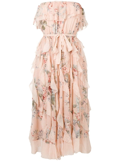 Shop Zimmermann Bowie Waterfall Dress - Neutrals