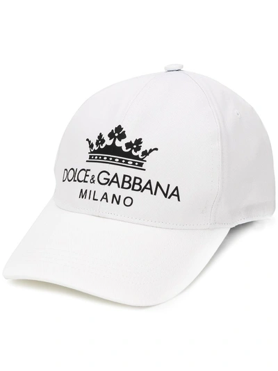 Shop Dolce & Gabbana Classic Milano Logo Cap - White