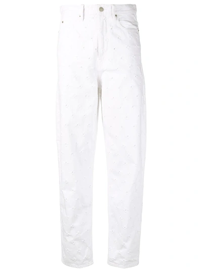 Shop Isabel Marant Étoile Distressed Details Boyfriend Jeans - White