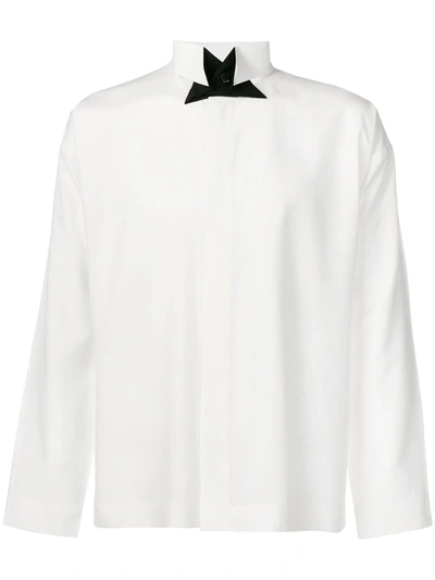 Shop Issey Miyake Pleats Please By  Contrast Collar Shirt - White
