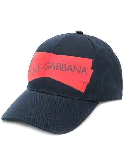 Shop Dolce & Gabbana Logo Print Baseball Cap - Blue