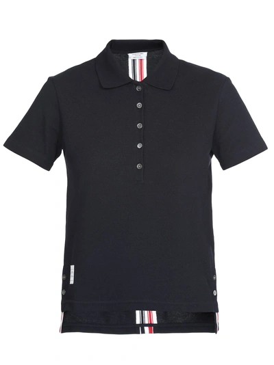 Shop Thom Browne Cotton Polo Shirt In Navy