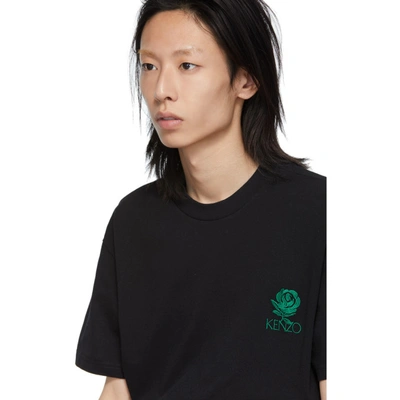 Shop Kenzo Black Roses T-shirt In 99 Black
