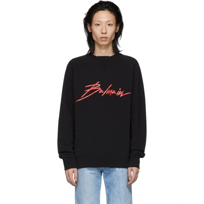 Shop Balmain Black Signature Sweatshirt In Eae Noir/ro