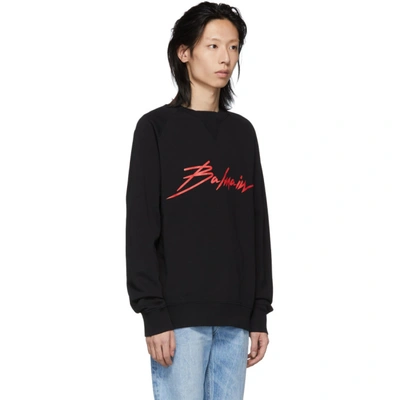 Shop Balmain Black Signature Sweatshirt In Eae Noir/ro