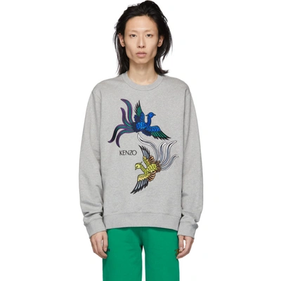 Shop Kenzo Grey Phoenix Sweatshirt In 94 Prlgrey