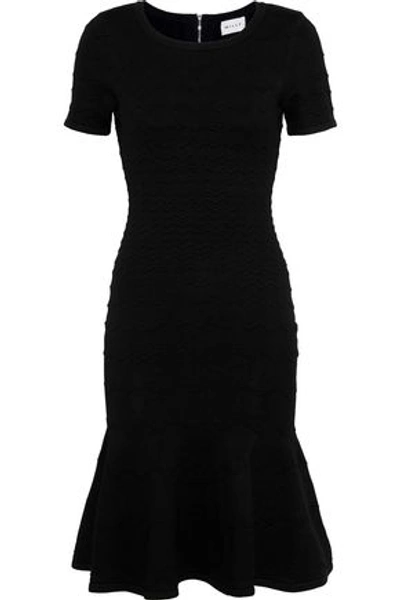 Shop Milly Embossed Stretch-knit Dress In Black