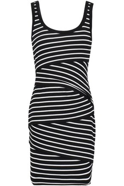 Shop Bailey44 Bailey 44 Woman Layered Striped Stretch-jersey Mini Dress Black