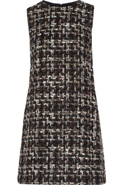 Shop Dolce & Gabbana Woman Bouclé-tweed Mini Dress Chocolate