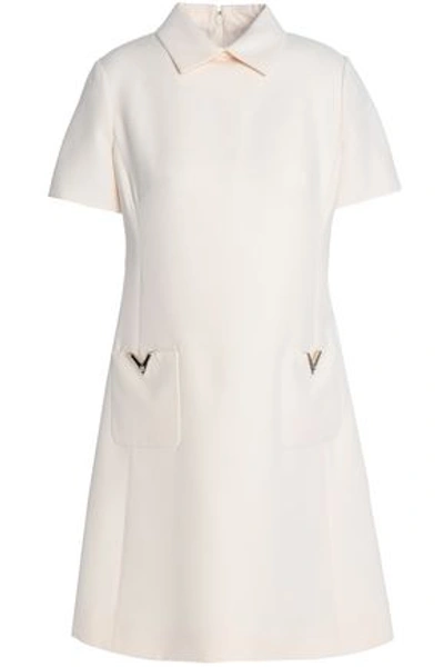Shop Valentino Woman Wool And Silk-blend Crepe Mini Dress Ivory