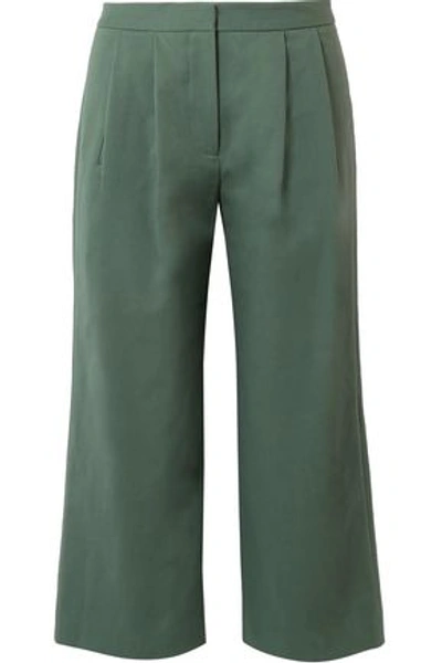 Shop Adam Lippes Woman Straight Leg Pants Teal In Emerald