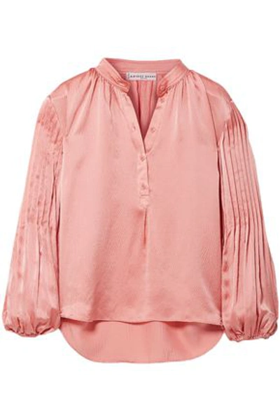 Shop Apiece Apart Woman Bravo Pleated Hammered Silk-satin Blouse Antique Rose