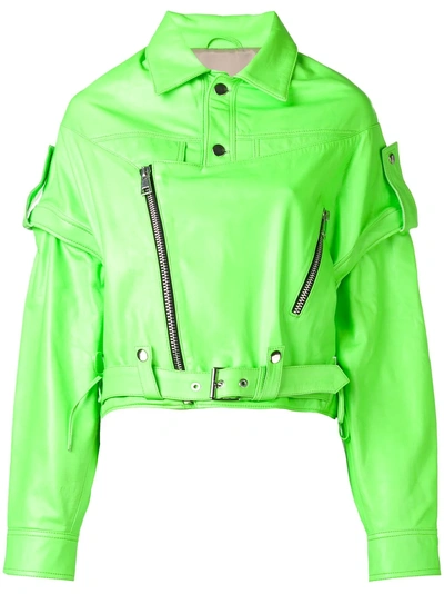Shop Manokhi Polo Biker Jacket - Green