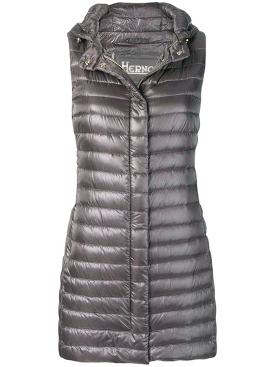 Shop Herno Mid-length Padded Vest In Grey
