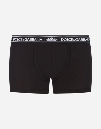 Shop Dolce & Gabbana Boxers In Stretch Cotton Pima In Black