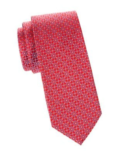 Shop Eton Floral Medallion Silk Tie In Red