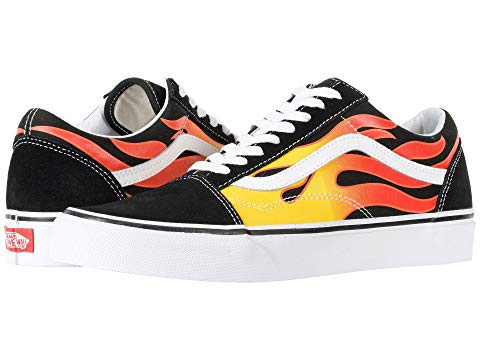 vans flame black white