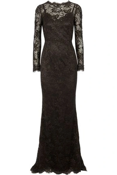 Shop Dolce & Gabbana Woman Metallic Corded Lace Gown Black