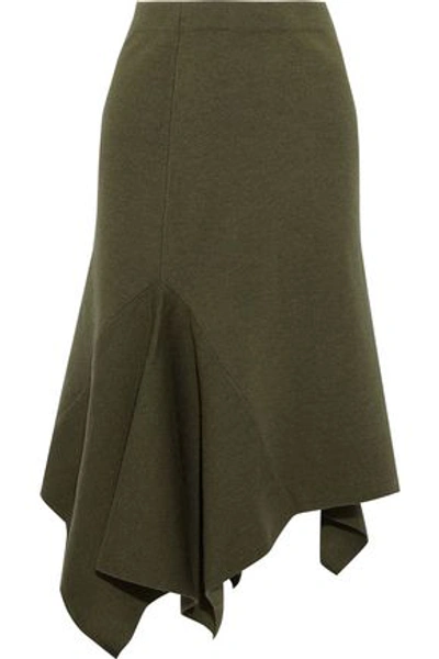 Shop Jason Wu Woman Asymmetric Stretch-wool Skirt Army Green