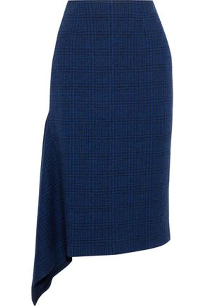 Shop Jason Wu Woman Asymmetric Checked Wool Skirt Navy