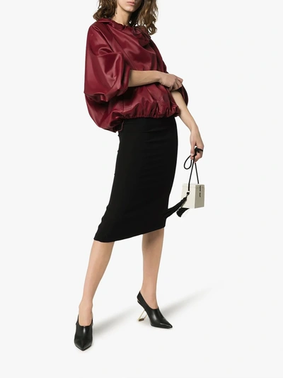 Shop Poiret Asymmetric Hem Midi Pencil Skirt In Black