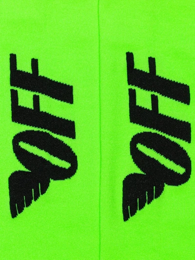 Shop Off-white Neon Green Wings Logo Socks