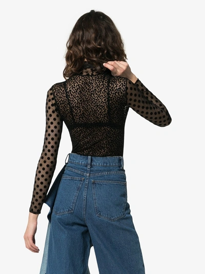 Shop Alexia Hentsch X Browns Sheer Polka Dot Velvet Bodysuit In Black