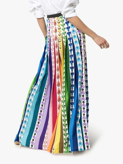 Shop Mary Katrantzou Bottle Print Rainbow Pleat Maxi Skirt In 021 Rainbow Perfume