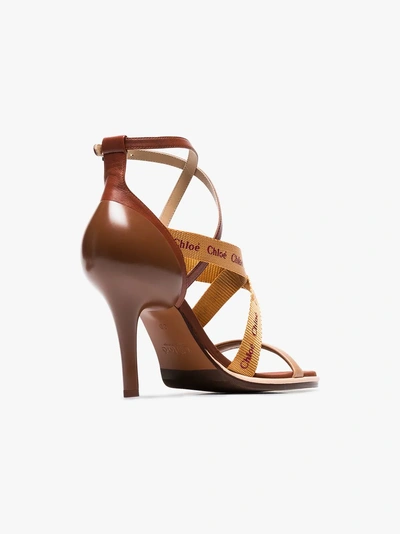 Shop Chloé Brown Veronica 90 Leather Sandals In 6h6 Delicate Pink