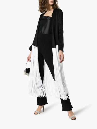 Shop Galvan Dusk Long Contrast Fringe Jacket In Black/white