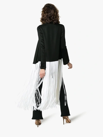 Shop Galvan Dusk Long Contrast Fringe Jacket In Black/white