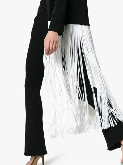 Shop Galvan Dusk Long Contrast Fringe Jacket In Black/white