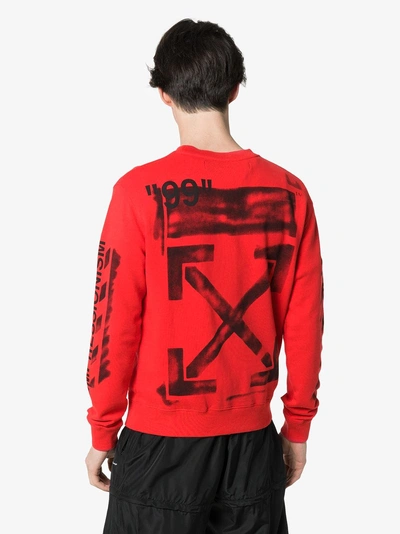 Shop Off-white 'impressionism' Crew Neck Cotton Logo Sweatshirt In 2010 Red