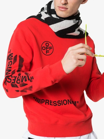 Shop Off-white 'impressionism' Crew Neck Cotton Logo Sweatshirt In 2010 Red