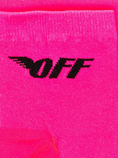 Shop Off-white Pink Neon Wings Stretch Logo Socks