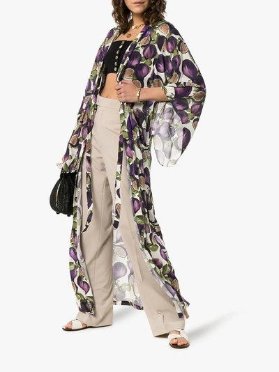 Shop Adriana Degreas Kimono Mit Feigen-print In White/purple